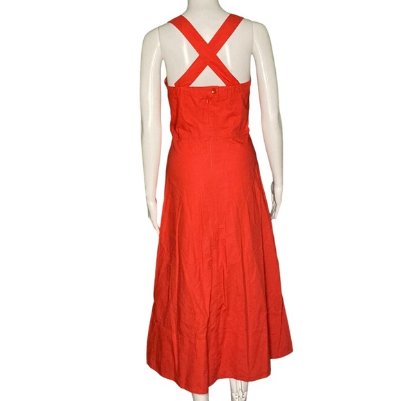 NWT Proenza Schouler Bright Orange Poplin Apron Midi Dress - Sz 2 - Picture 3 of 8